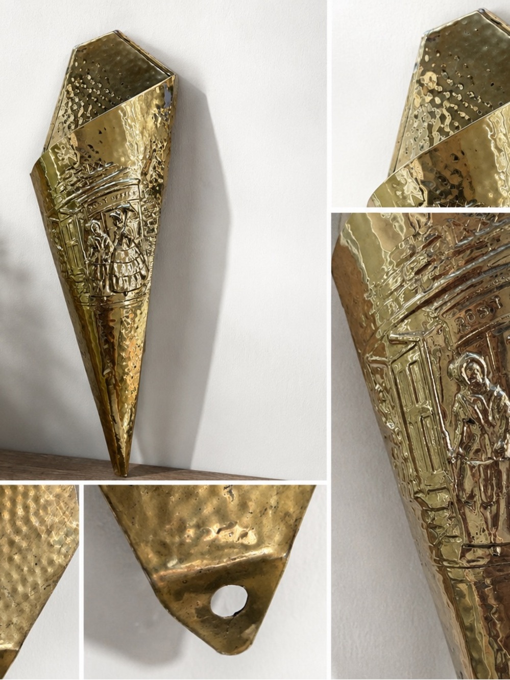 Hammered Brass Wall Cone Sconce - Gold